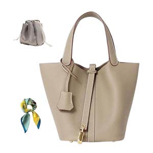 Pmuul Genuine Leather Bucket Bag