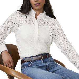 Ann Taylor; Ruffle Collar Lace Blouse