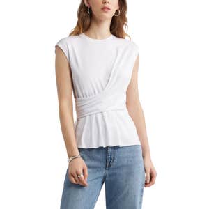 Nordstrom; Draped Cap Sleeve Peplum Top
