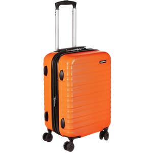 Amazon Basics 21" Hardside Carry-On Luggage, Hardshell Suitcase With Wheels, Expandable For Up to 25% More Space, With Scratch-Resistant Surface, Four Multi-directional Wheels, Orange