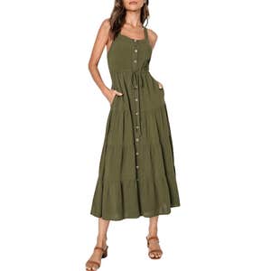 Lulus See the City Button-Front Tiered Midi Dress