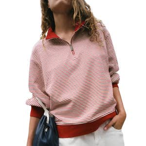 zara, ZARA Striped Zip-Up Sweatshirt