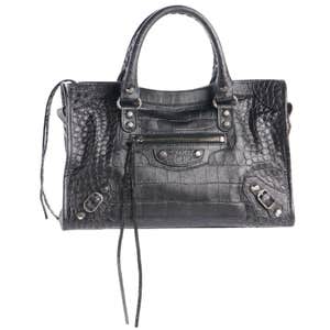 Balenciaga Small Le City Croc Embossed Leather Top Handle Bag