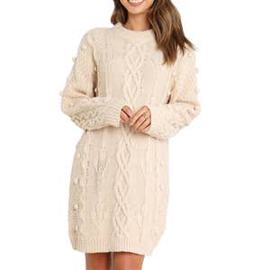 nordstrom, Petal & Pup Mona Cable Stitch Long Sleeve Sweater Minidress