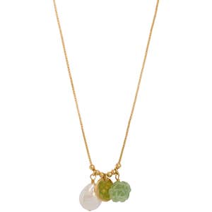 nordstrom, Nordstrom Floral Agate & Freshwater Pearl Pendant Necklace