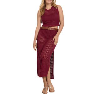 Lands' End Cotton Open Knit Maxi Swim Cover-Up Skirt