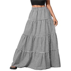 MakeMeChic Women's Plaid Maxi Skirt