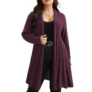 bloomchic, Bloomchic Textured Kimono Collar Long Cardigan