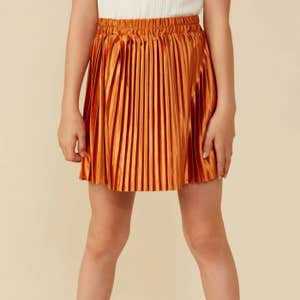 Elastic Waist Metallic Pleated Skirt
