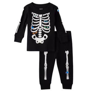 The Children's Place Matching Family Halloween Glow In The Dark Long Sleeve Skeleton Snug Fit Cotton Pajamas
