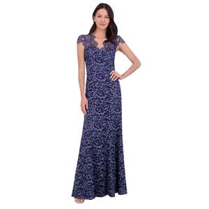 Eliza J Women's Cap-Sleeve Lace Gown