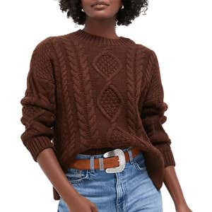 Hyacinth House Chocolate Cable Knit Verbier Sweater
