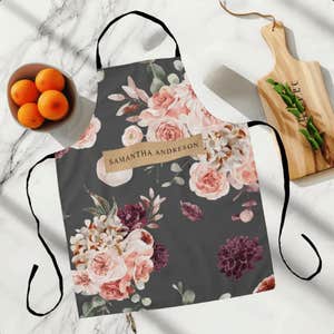 About Happiness Modern Pastel Flowers & Kraft Personalized Gift Apron