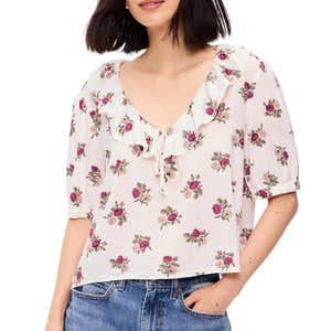 old navy, Old Navy Ruffle Collar Tie-Front Top