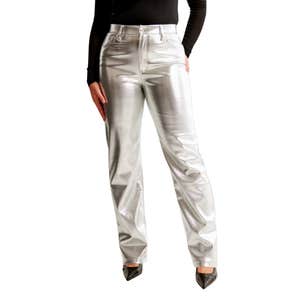 Abercrombie & Fitch Curve Love Vegan Leather 90s Relaxed Pant
