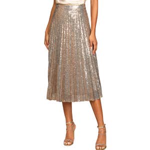 Lulus Glamorous Occasion Sequin Pleated Midi Skirt