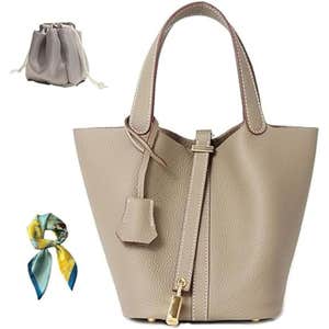 amazon, Pmuul Genuine Leather Bucket Bag
