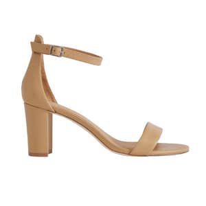 Quince Italian Leather 65mm Block Heel in Cashew