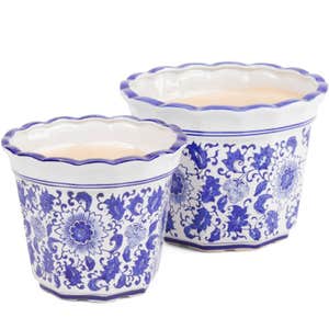 SAGEBROOK HOME 2pc Chinoiserie Indoor Planters