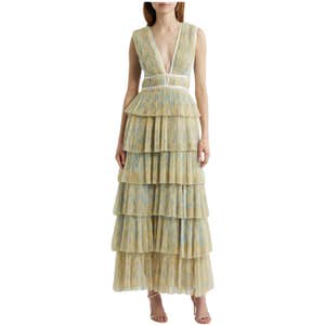 Hutch Plunge Neck Tiered Tulle Dress