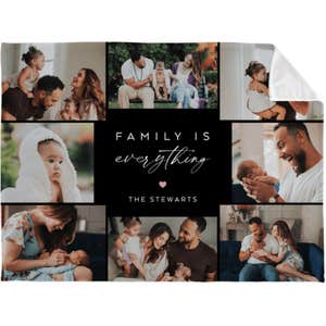 Shutterfly Family Collage Script Fleece Photo Blanket