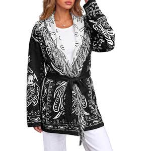 Amazon; Saodimallsu Womens Fall Tassel Shawl Collar Cardigan
