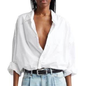 nordstrom, R13 Bubble Hem Cotton Button-Up Shirt
