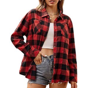 amazon, Esabel.C Flannel Shirt Long Sleeve Button Down Plaid Casual