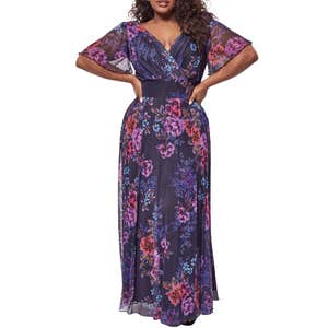 nordstrom, Scarlett & Jo Isabelle Printed Angel Sleeve Maxi Dress
