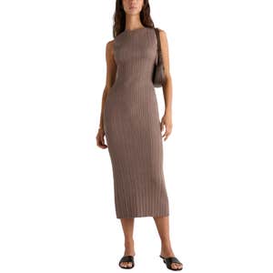 quince, Quince Cashmere Ribbed Sleeveless Midi Dress