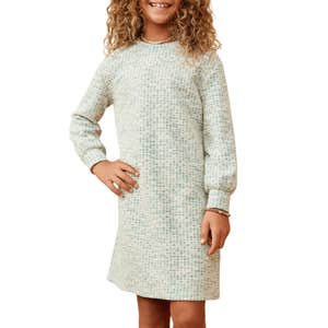 Hayden Girls Lurex Tweed Long Sleeve Shift Dress