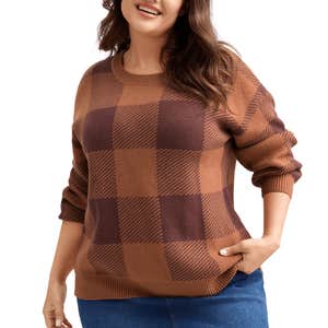BloomChic Supersoft Checkered Pattern Pullover