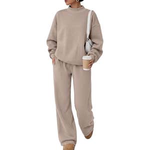 Trendy Queen Women's Mock Neck 2 Piece Sweat Set