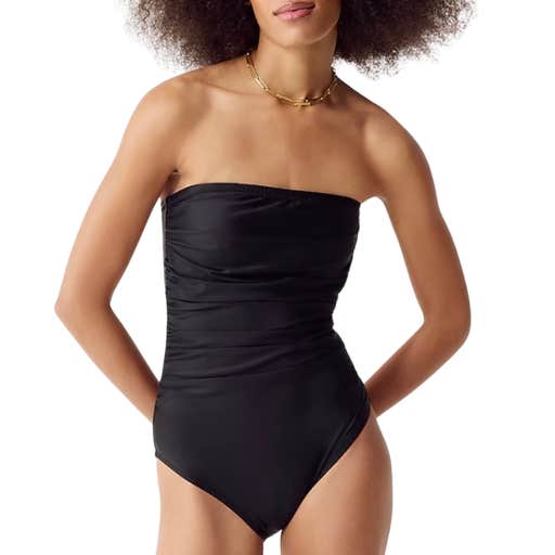 j.crew, J.Crew Ruched Bandeau One-Piece Swimsuit