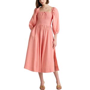 Quince Cotton Gauze Smocked Square Neck Dress