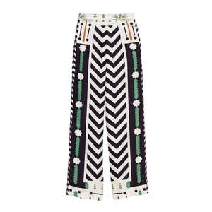 FALGUNI SHANE PEACOCK Macha Palm Silk Twill Straight Leg Pant