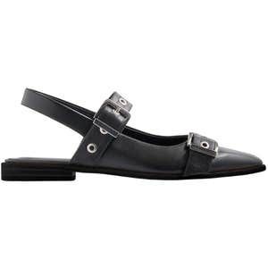 quince, Quince Italian Leather Bold Buckle Slingback Flat
