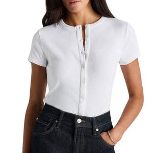 quince, Quince Organic Cotton Micro-Rib Button Tee