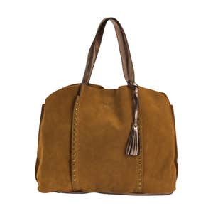 Marlon Made In Italy Suede Studded Slouchy Tote
