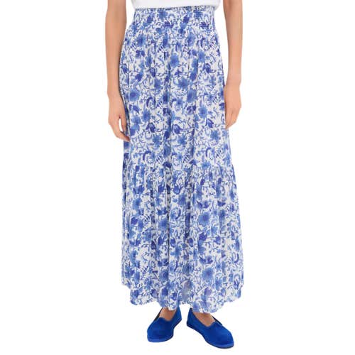 Love Tomas By Emerson Fry Exclusive Blue Morning Flower Print Shirred Skirt