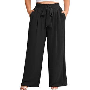 amazon, AusLook Plus Size High Waist Elastic Wide Leg Pants