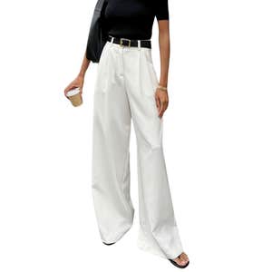 Commense Solid Wide Leg Pants