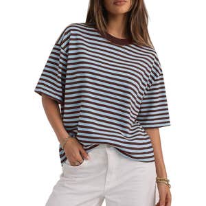 chyrii women's oversize striped t-shirt blue