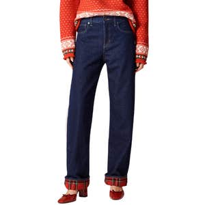 J.Crew Flannel-lined Relaxed Straight Jean In Rinse Wash