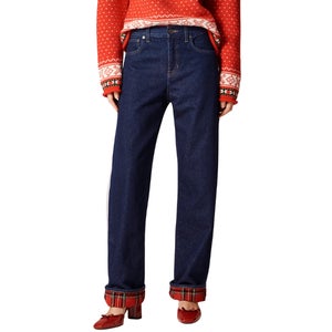 J.Crew Flannel-lined Relaxed Straight Jean In Rinse Wash