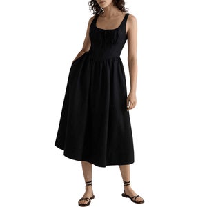 Quince 100% European Linen Corset Midi Dress