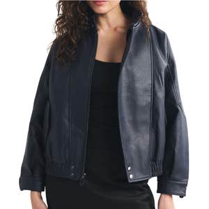 abercrombie & fitch, Abercrombie & Fitch A&F West Village Vegan Leather Bomber Jacket