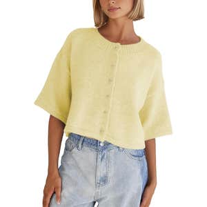 springrain lightweight knit cropped cardigan