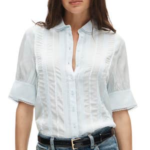 j.crew, J.Crew Lace-trim Button-up Top In Crepe De Chine