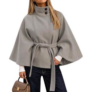 amazon, Tankaneo Tanakeno Batwing Sleeve Ponchos Pea Coats Wool Blend Cape Coat